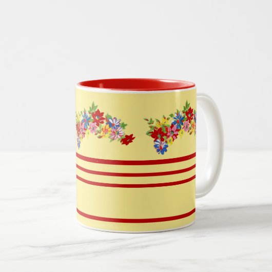  bloemen en strepen Mok (Voorkant rechts)