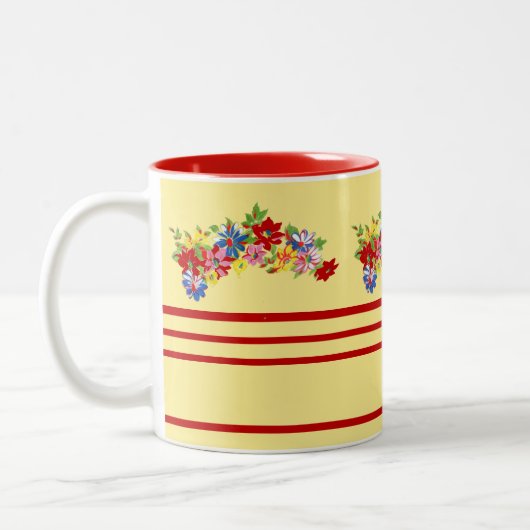  bloemen en strepen Mok (Links)