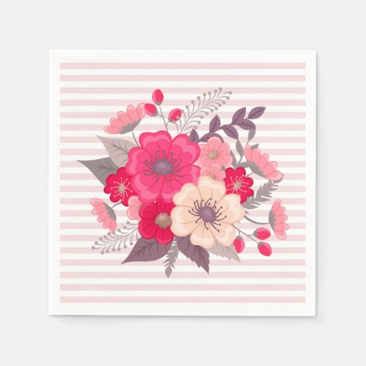 Bloemen en strips servet (Voorkant)