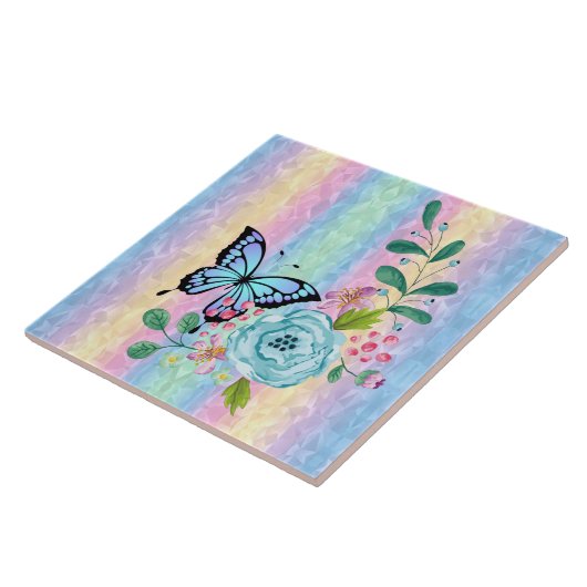 Bloemen en Tegel van vlinderaards Tegeltje (Zijkant)