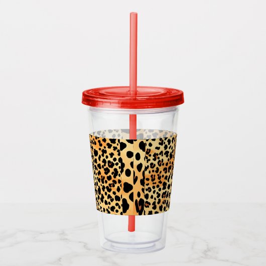 Bloemen en Tijger Print Plastic Cup Acryl Drinkbeker (Rechts)