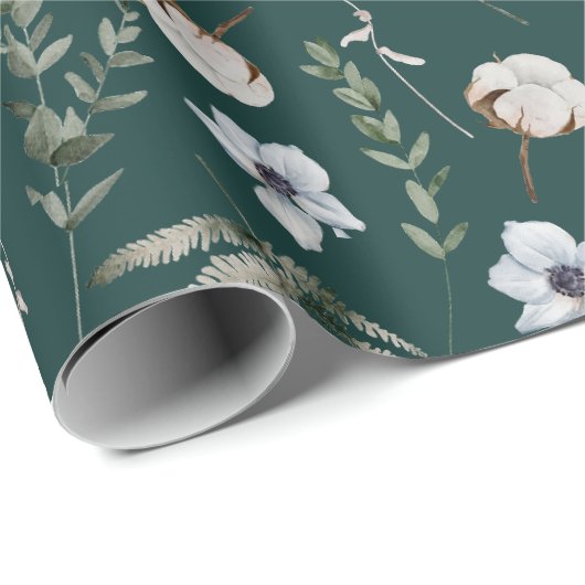 Bloemen en varen bladeren bos bloemen botanisch cadeaupapier (Rol Hoek)