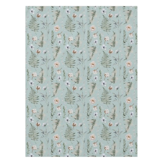 Bloemen en varen bladeren bos bloemen botanisch tafelkleed (Voorkant)