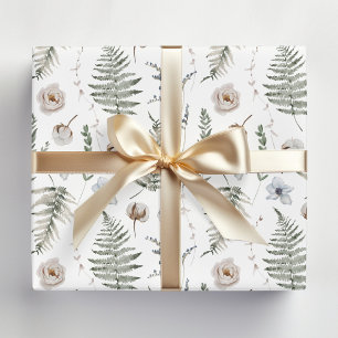 Bloemen en varenbladeren Bos bloemmotief botanisch Cadeaupapier