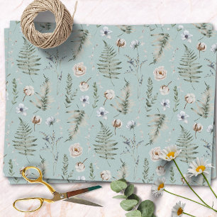 Bloemen en varenbladeren Bos bloemrijk botanisch Tissuepapier