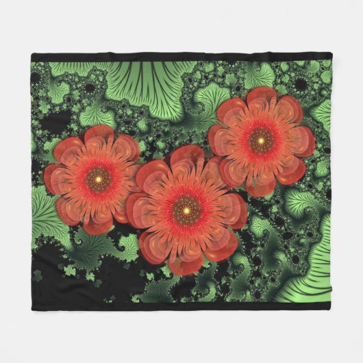 Bloemen en veerboten fleece deken (Voorkant (Horizontaal))