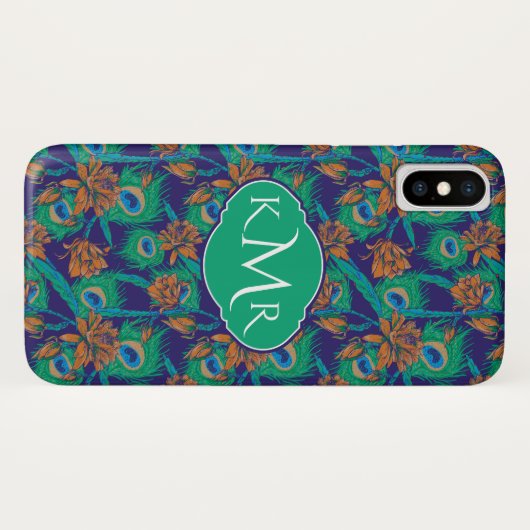 Bloemen en veren | Monogram Case-Mate iPhone Case (Achterkant (horizontaal))