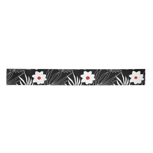 Bloemen en vetten op zwart lint (Voorkant)