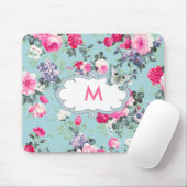 Bloemen en vlinder | Aangepaste Monogram Cadeau Muismat (Met muis)