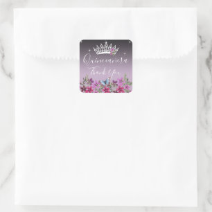 Bloemen en vlinder Hartelijk dank voor Quinceanera Vierkante Sticker