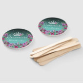 Bloemen en vlinder Quinceanera Blue Handwaaier (Niet-gemonteerd)