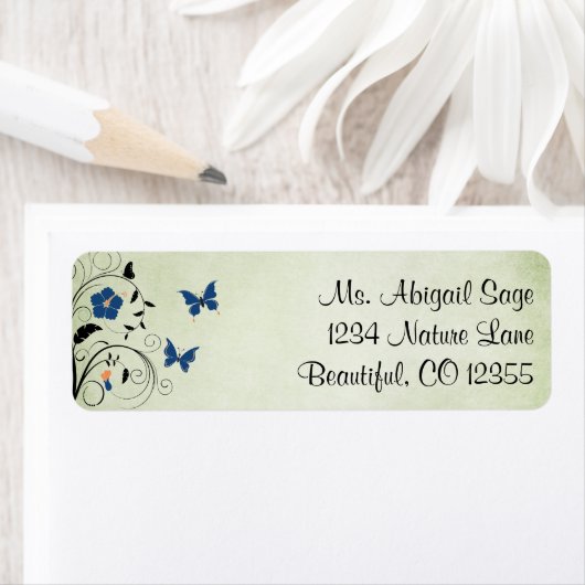 Bloemen en Vlinders Adres Etiket (Insitu)