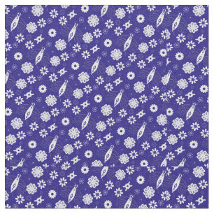 Bloemen en vlinders blauw en wit patroon stof
