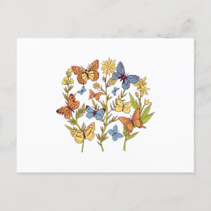 Bloemen en vlinders briefkaart