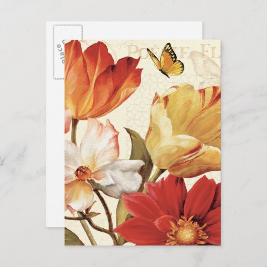 Bloemen en vlinders briefkaart (Voorkant / Achterkant)