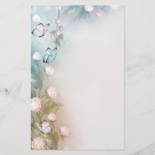 Bloemen en vlinders briefpapier