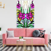 Bloemen en vlinders canvas afdruk (Insitu (Woonkamer))