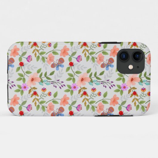 Bloemen en vlinders Case-Mate iPhone case (Achterkant (horizontaal))