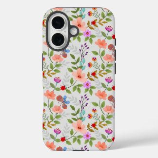 Bloemen en vlinders iPhone 16 hoesje