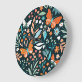 Bloemen en vlinders, decoratief naadloos patroon grote klok (Hoek)