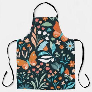 Bloemen en vlinders, decoratief naadloos patroon schort