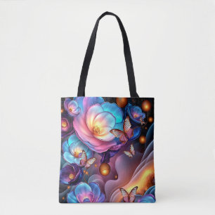 Bloemen en vlinders draagtas