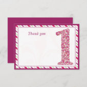 Bloemen en vlinders eerste verjaardag dank je bedankkaart (Voorkant / Achterkant)