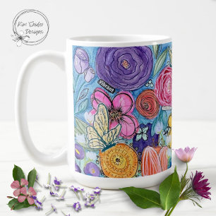 Bloemen en vlinders koffiemok