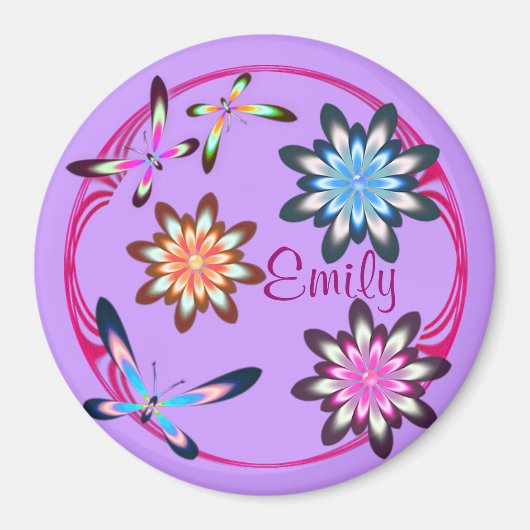 Bloemen en vlinders magneet (Voorkant)