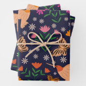 Bloemen en vlinders met kolibries inpakpapier vel (In situ)