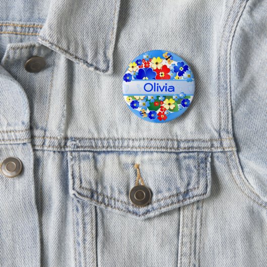Bloemen en vlinders ~ Naam Button (In situ)