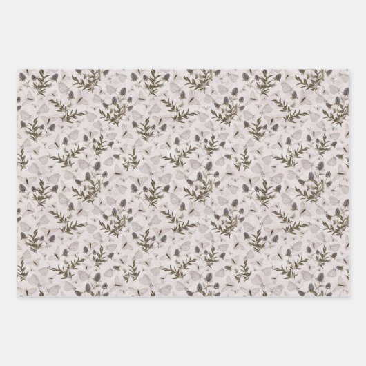 Bloemen en vlinders ontkoppeling inpakpapier vel (Voorkant 3)
