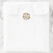 Bloemen en vlinders ronde sticker (Tas)