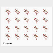 Bloemen en vlinders ronde sticker (Vel)