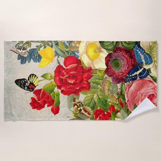  bloemen en vlinders strandlaken (Voorkant)