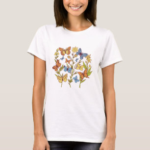 Bloemen en vlinders t-shirt