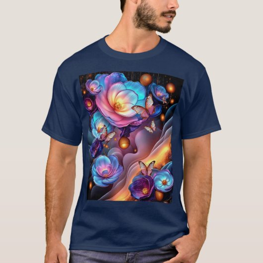 Bloemen en vlinders t-shirt (Voorkant)