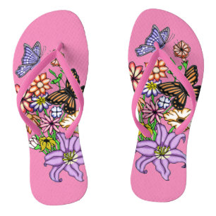 Bloemen en vlinders Teenslippers