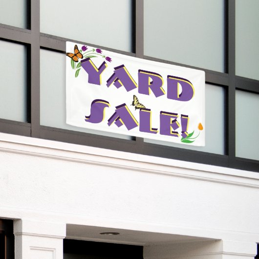 Bloemen en vlinders - Verkoopbord voor de reuzel Spandoek (Buitenkant Gebouw)