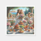 bloemen en voedsel Vrijgezellenfeest Papier serve Servet (Voorkant)