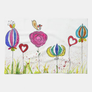 Bloemen en Vogel Keuken Handdoek