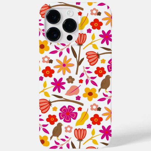 Bloemen en Vogel Retro Styled Case-Mate iPhone Case (Achterkant)