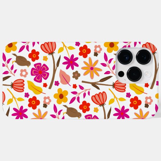 Bloemen en Vogel Retro Styled Case-Mate iPhone Case (Achterkant (horizontaal))