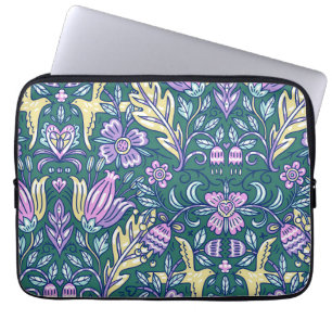 Bloemen- en vogelpatroon in antieke stijl laptop sleeve