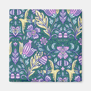 Bloemen- en vogelpatroon in antieke stijl magneet