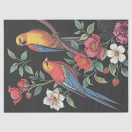 Bloemen en vogels illustratie tissuepapier