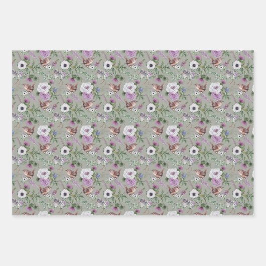 Bloemen en vogels inpakpapier vel (Voorkant 2)