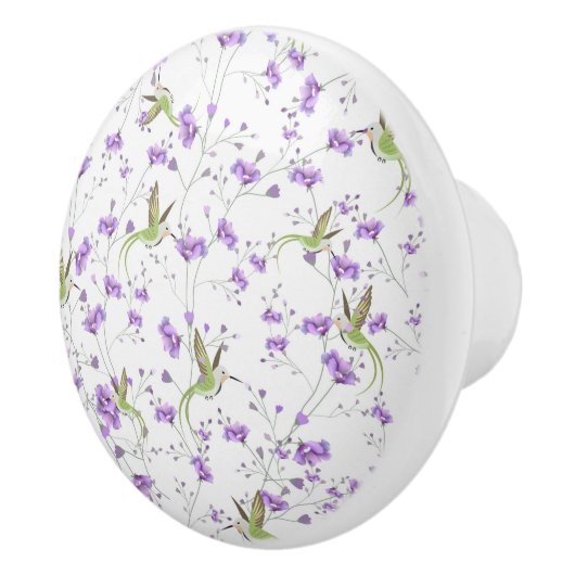 Bloemen en vogels keramische knop (Rechts)
