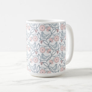 Bloemen en vogels naadloos patroon koffiemok