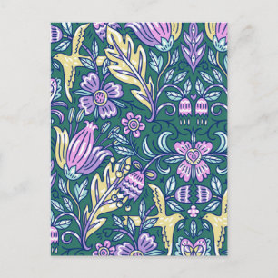 Bloemen en Vogels Patroon in Antieke Stijl Briefkaart